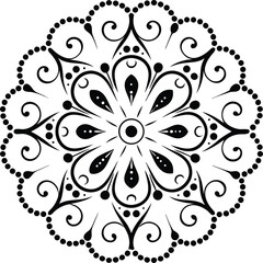 Black and White Decorative Mandala Floral Vector Design 