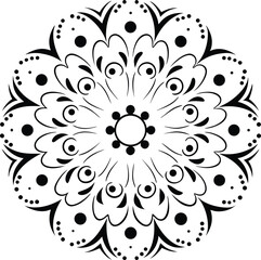 Black and White Decorative Mandala Floral Vector Design 