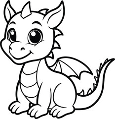 Adorable Cartoon Dragon Line Art for Children's Activities