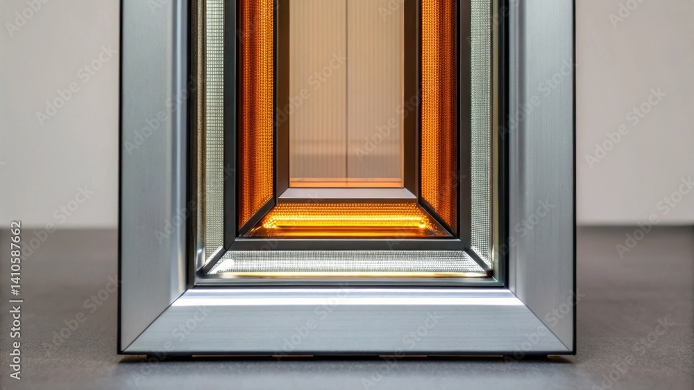 Aufkleber a medium closeup of an innovative fireresistant window frame featuring a layered glass design that r