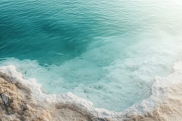 Fototapeta premium Mystical Morning at the Dead Sea: Salt Formations and Crystal Clear Waters