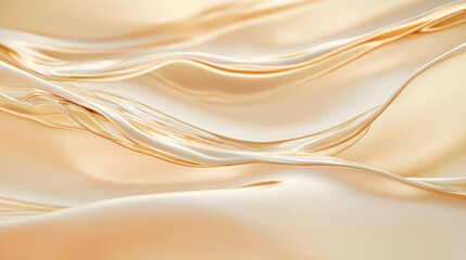 Obraz premium Creamy white and gold waves blend in a surreal abstract composition with soft curves and elegant flow.