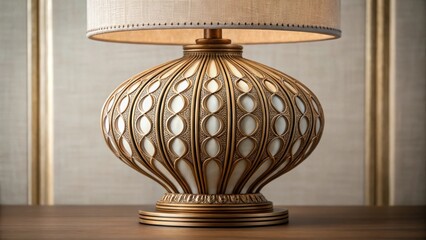 A medium closeup of a striking accent piece such as a lamp or side table featuring intricate design elements and highlighting how such furniture can enhance the overall ambiance of