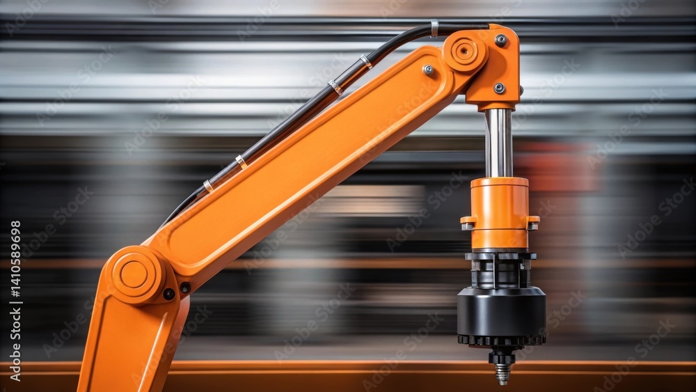 Aufkleber A medium closeup of the cranes articulated arm in motion depicting precise movements that highlight the responsiveness of the collision avoidance mechanism during operation.
