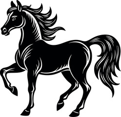 Classic Prancing Horse Vector Silhouette – Equestrian Clipart for Elegant and Vintage Designs