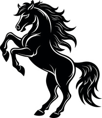 Majestic Rearing Stallion Vector – Powerful Horse Silhouette for Tattoo, Fantasy, and Heroic Art