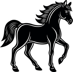 Cute Trotting Horse Vector Silhouette – Stylized Pony Clipart for Kids, Storybook, and Decorative Use