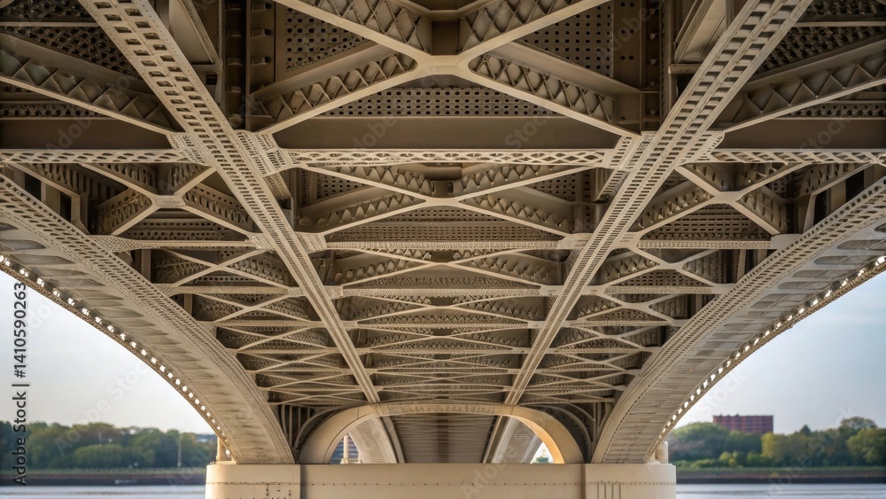 Aufkleber A medium closeup shot of the bridges underside showcasing the complex engineering involved in the 3D printing process with visible intricacies that ensure durability and design