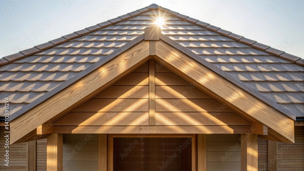 Aufkleber a medium closeup shot revealing a sustainable roofing system of a 3dprinted home crafted from layere