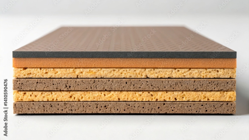 Aufkleber A medium closeup showing a crosssection of the panel highlighting the layered structure that combines insulation properties with fire resistance for optimal performance.
