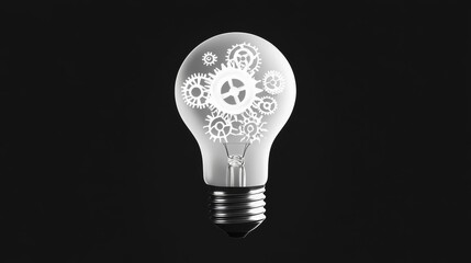 Illuminated Gears: A Light Bulb of Innovation - Symbolizing innovation, ingenuity, mechanics, brilliance, and progress; a light bulb filled with intricate gears