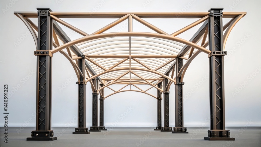 Poster An image of a lightweight frame structure displays thin angular components resisting bending under weight capturing the overall designs elegance and strength.