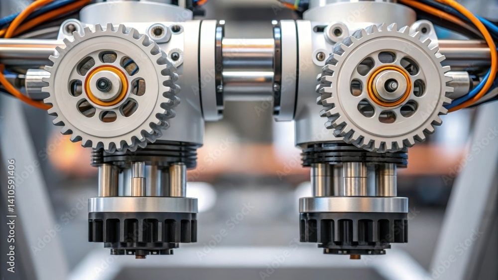 Aufkleber An intricate closeup of the robotic joints and servos in motion emphasizing the mechanical design and sophisticated engineering behind the flexible movements.