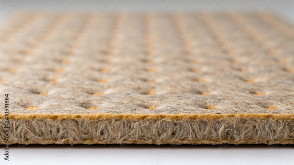 Poster An upclose view of a thermal insulation layer made from composite materials showcasing its fibrous texture and the air pockets that contribute to its heat resistance.
