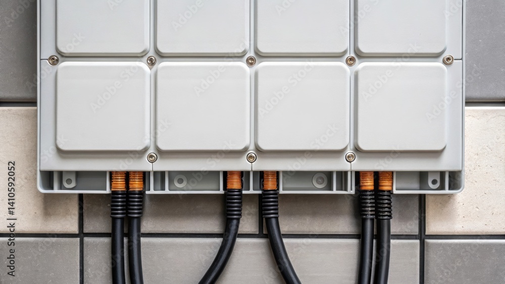 Poster Beneath the Tile A closeup of the base of a tile where wires connect to the energy storage unit beneath illustrating the seamless integration between the tile and the electrical