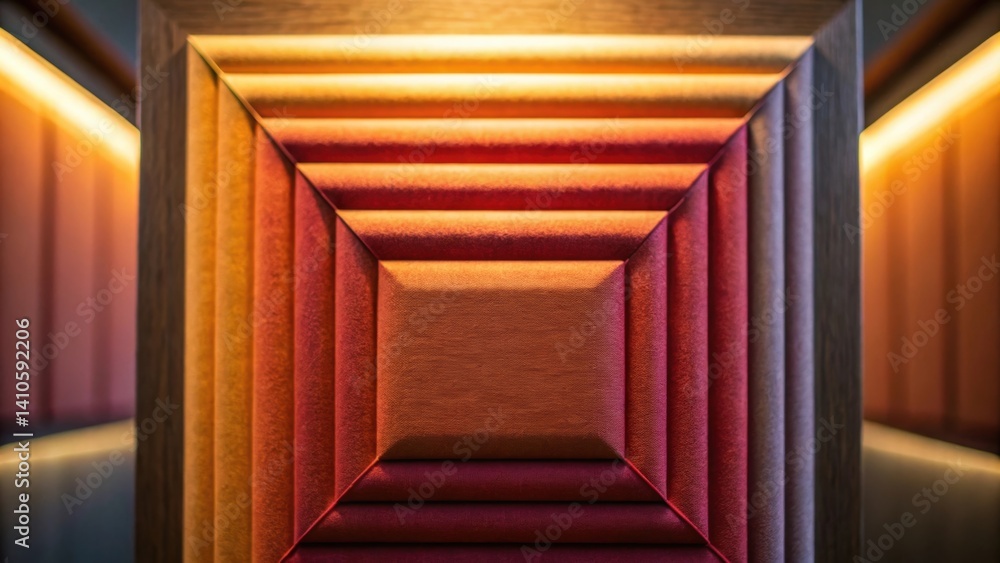 Poster closeup of a corner of an acoustic panel showcasing the soft edges and rich color palette accentuate