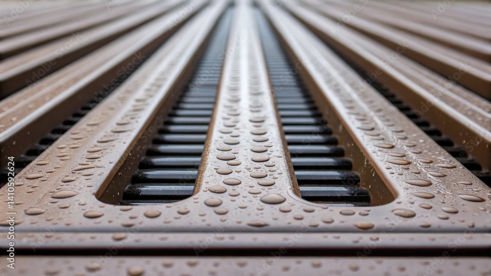 Poster closeup of a rainwaterharvesting facade featuring strategically designed grooves and channels that d