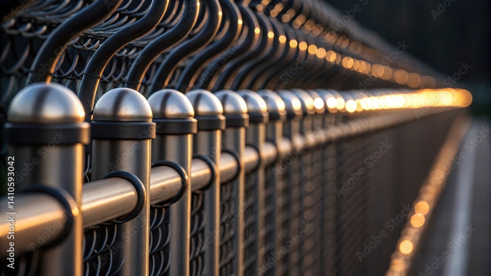 Poster closeup of motion sensors installed along the length of the fence with wires neatly organized to avo