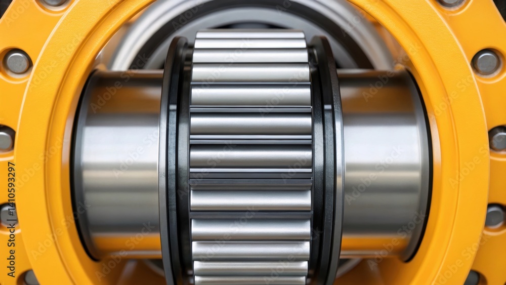 Aufkleber Closeup of the rotating joint of a crane arm highlighting the hightolerance bearings and lubrication systems that allow for smooth movement and adjustment.