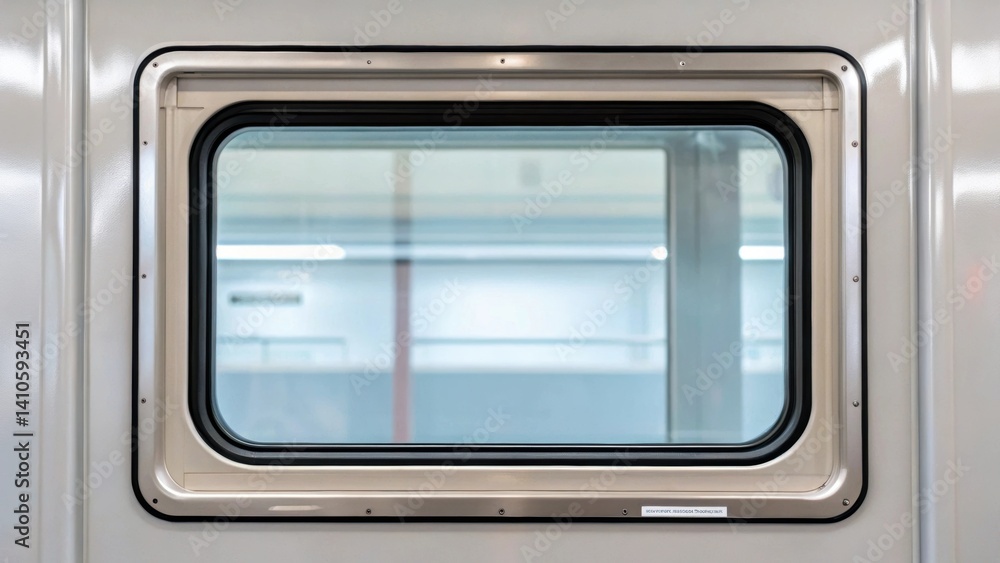 Poster Closeup view of a clear window panel integrated into a module featuring UVresistant glass designed to maximize natural light while ensuring patient privacy.