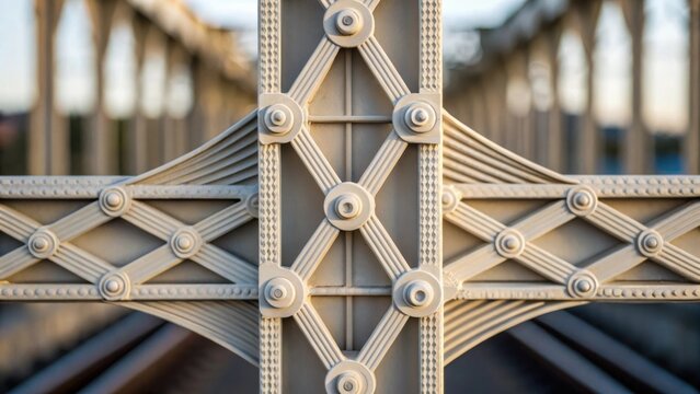Closeup on the connection joints of the bridge revealing the precise layering technique used in 3D printing illustrating how advanced materials create seamless transitions between