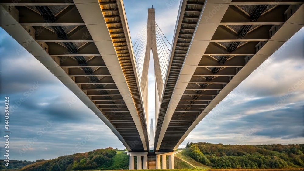 Poster Medium closeup featuring the cantilevered sections of the bridge showcasing the innovative use of highperformance materials that allow for extended spans without the need for