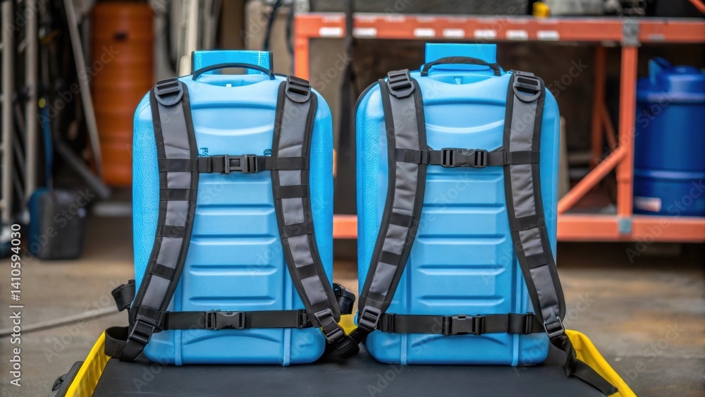 Poster medium closeup capturing hydration reservoirs integrated into cooling backpacks designed for alterna