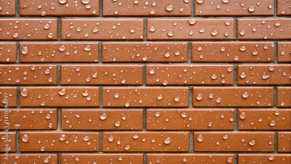 Poster medium closeup of a brick wall treated with a nanotech waterproofing solution featuring a detailed v