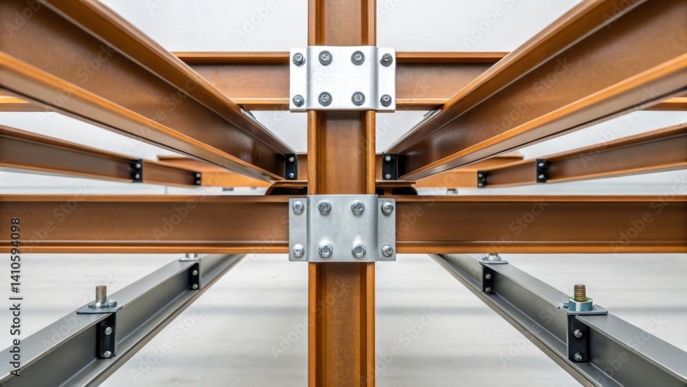 Aufkleber Medium closeup of a beam assembly showcasing various configurations and angles that highlight its adaptability for different construction needs.