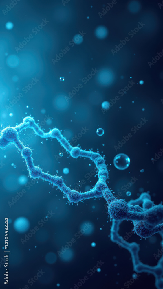 Poster a colorful illustration of a glp-1 molecule with an artistic representation of cells in its vicinity