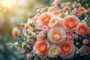 Floral arrangement celebration garden bouquet natural light close-up beauty and elegance