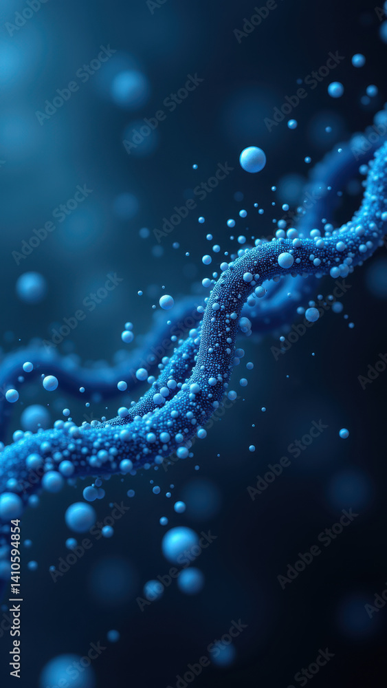 Poster stunning 3d rendering of a glp1 molecule with spheres representing atoms and a dynamic blue space ba