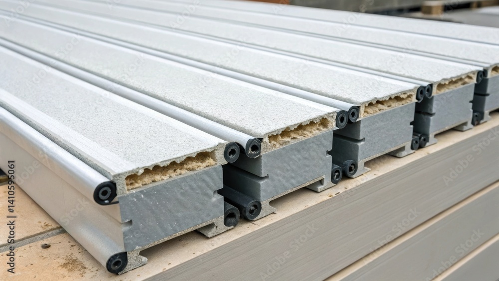 Poster Medium closeup showing the interaction between multiple insulation panels focusing on the interlocking edges that contribute to a tight thermal seal.