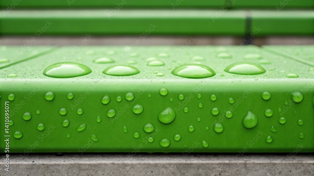 Poster moisture control a medium closeup depicting droplets on a green concrete surface showcasing its mois