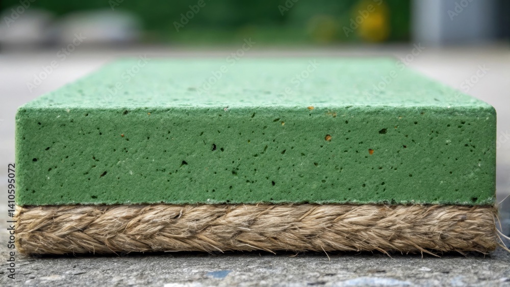 Aufkleber reinforcement detail a medium closeup of green concrete featuring embedded natural fibers for reinfo