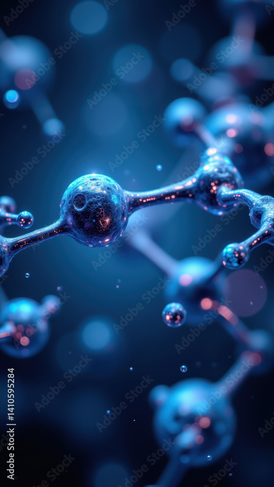 Aufkleber a detailed molecular structure of glp1 with a highlighted molecule, shown in a dynamic and futuristi