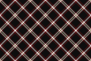Elegant dark plaid pattern with red, white, and gold accents.  Perfect for fashion, textiles, and website backgrounds.  This sophisticated design evokes feelings of luxury and tradition.