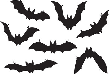 Flying Bat Silhouette Set – Halloween Vector Collection