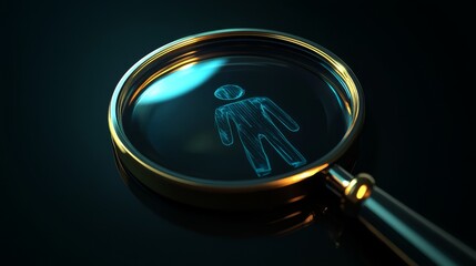Recruitment Magnifying Glass: Finding the Perfect Candidate - Symbolizing ideal candidate search, talent acquisition, employee screening, human resources, and thorough vetting processes
