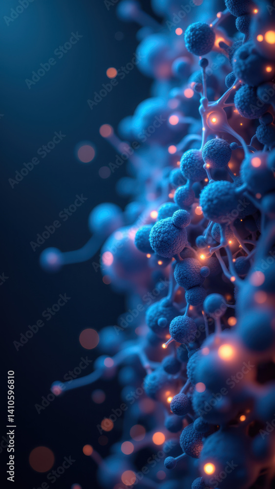 Poster a microscopic view of cells with glp-1 highlighted.