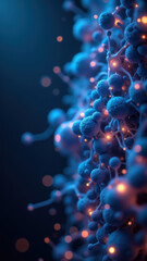 A microscopic view of cells with GLP-1 highlighted.