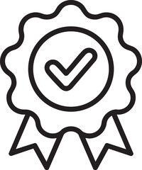 Checkmark icon on white background with voting and web symbols