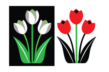 tulips on a black background