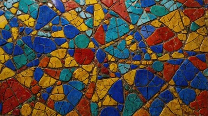 Colorful mosaic tile floor, vibrant patterns, abstract art, background, design
