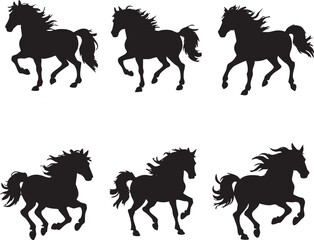 Running Horse Silhouette Collection | Galloping Wild Horse Vector Set for Western and Animal Designs