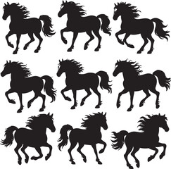 Running Horse Silhouette Collection | Galloping Wild Horse Vector Set for Western and Animal Designs