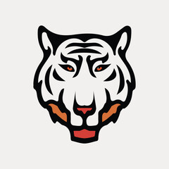 Vector tiger head, face for retro logos, emblems, badges, labels template and t-shirt vintage design element. Isolated on white background
