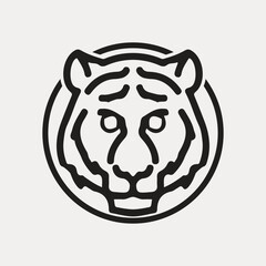 Vector tiger head, face for retro logos, emblems, badges, labels template and t-shirt vintage design element. Isolated on white background