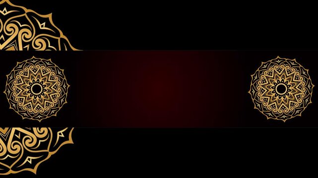 Golden oriental mandala rotation animation on dark background. Royal background with mandala animation. Islamic animated video royal golden arabesque pattern Arabic Islamic east style