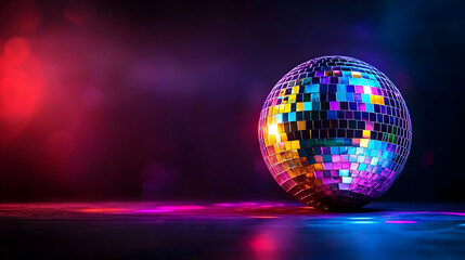Obraz premium Colorful Disco Ball Under Neon Lights